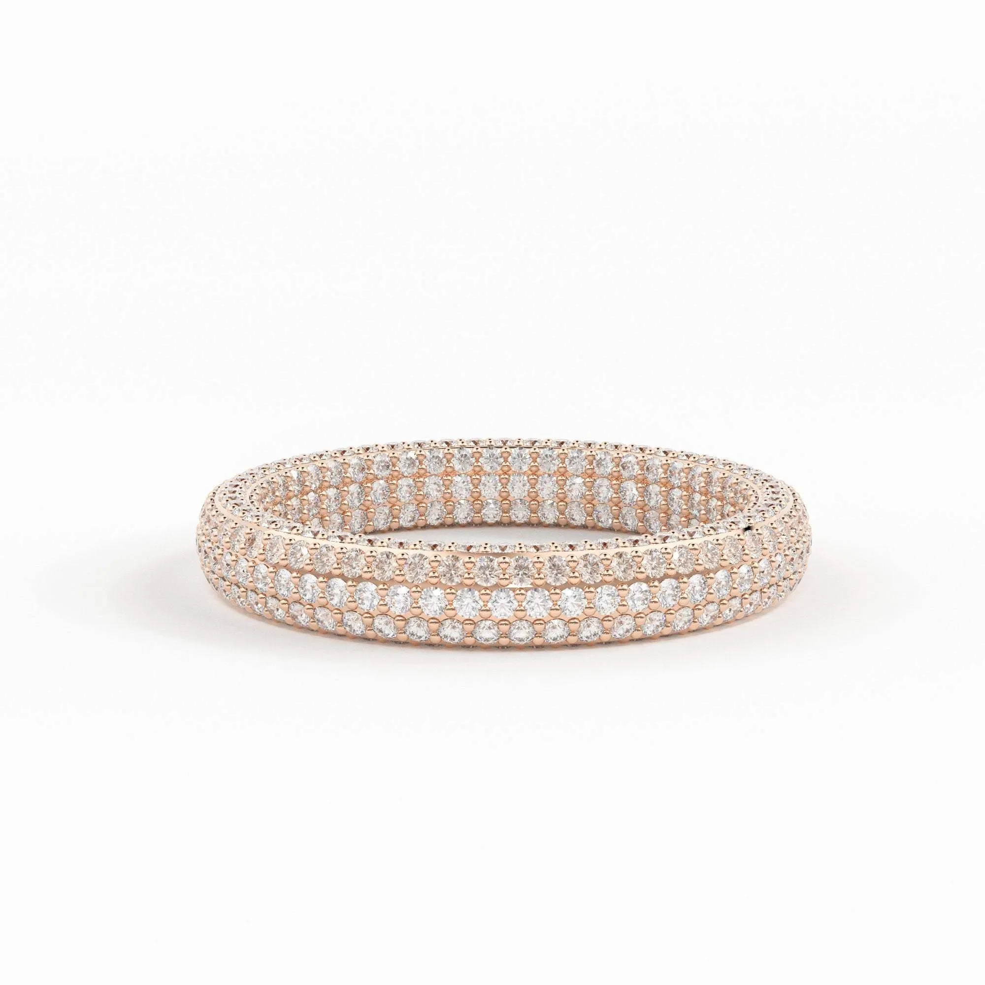 Full Pave Diamond Ring / Diamond Studded Luxury Ring / Full Eternity Diamond Band / Stackable Handmade Ring / Cocktail Diamond Dome Ring