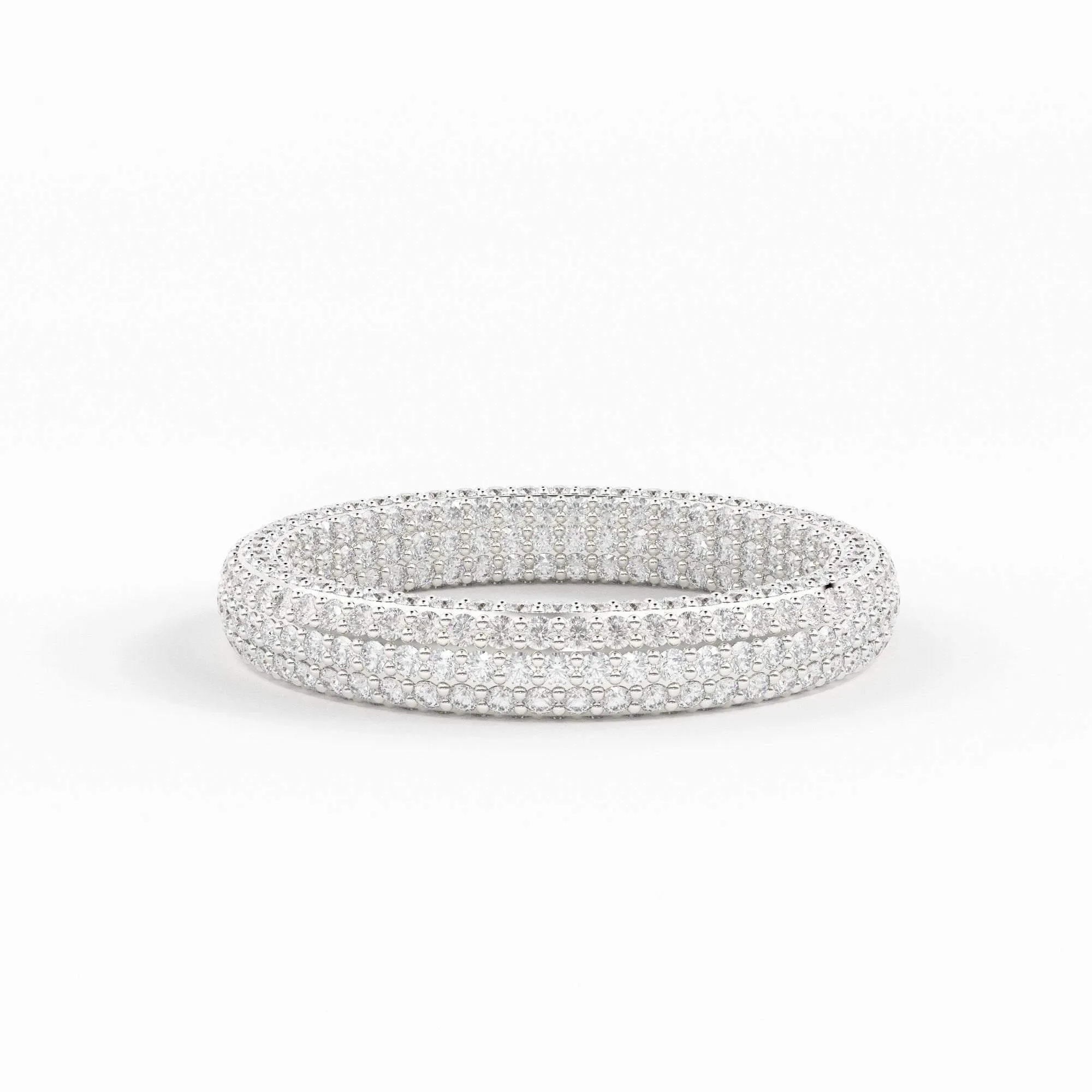 Full Pave Diamond Ring / Diamond Studded Luxury Ring / Full Eternity Diamond Band / Stackable Handmade Ring / Cocktail Diamond Dome Ring