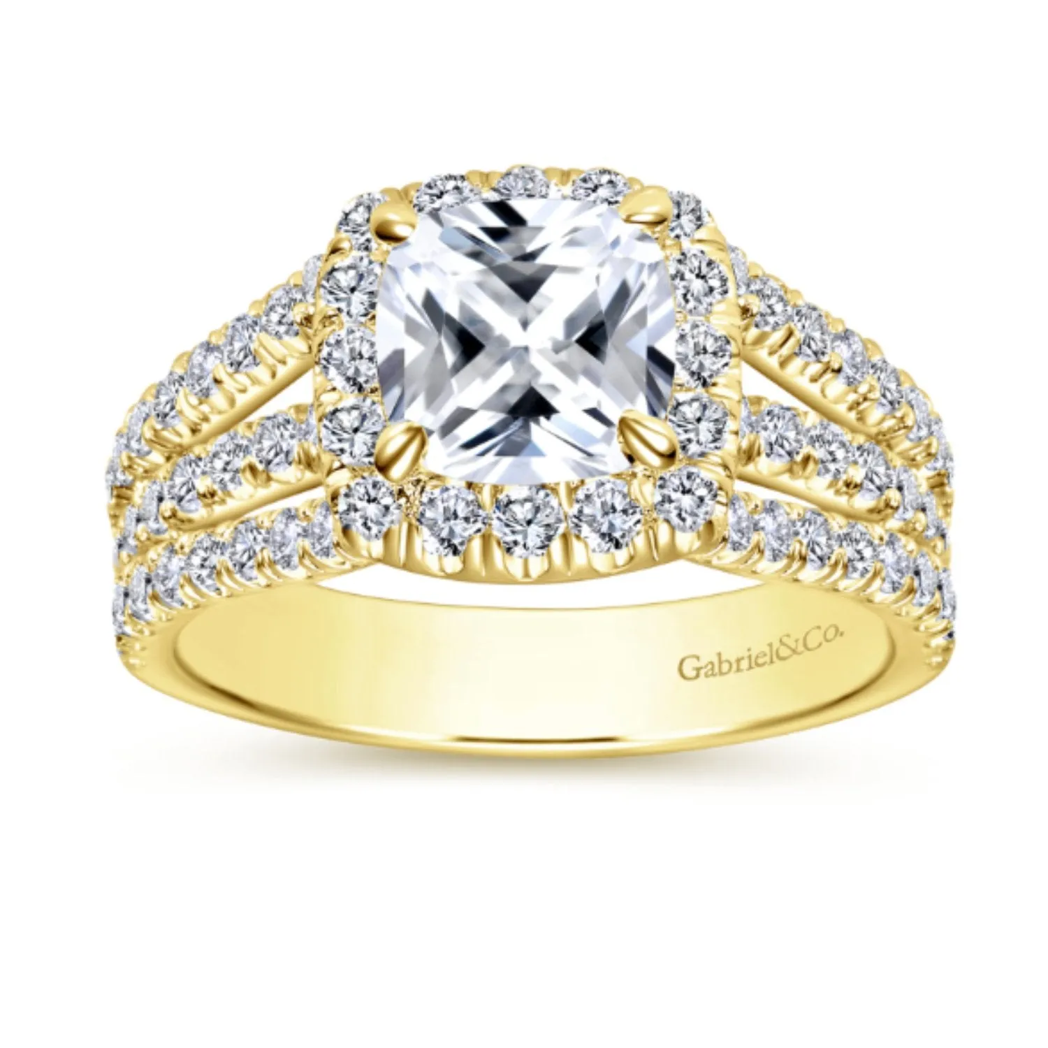 Gabriel & Co. "Sabrina" Halo Three Row Diamond Engagement Ring