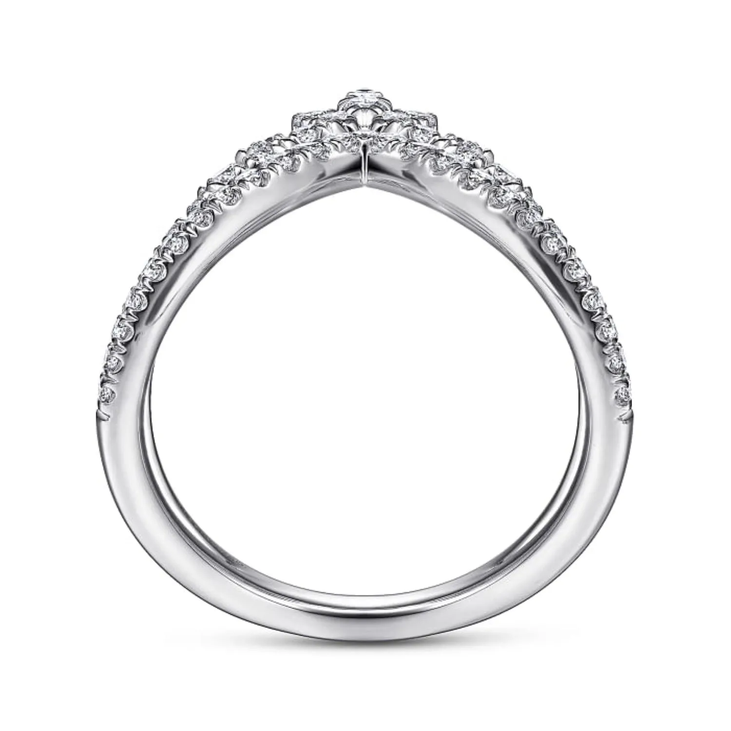 Gabriel & Co. Two-Row Marquise Shaped Diamond Chevron Ring