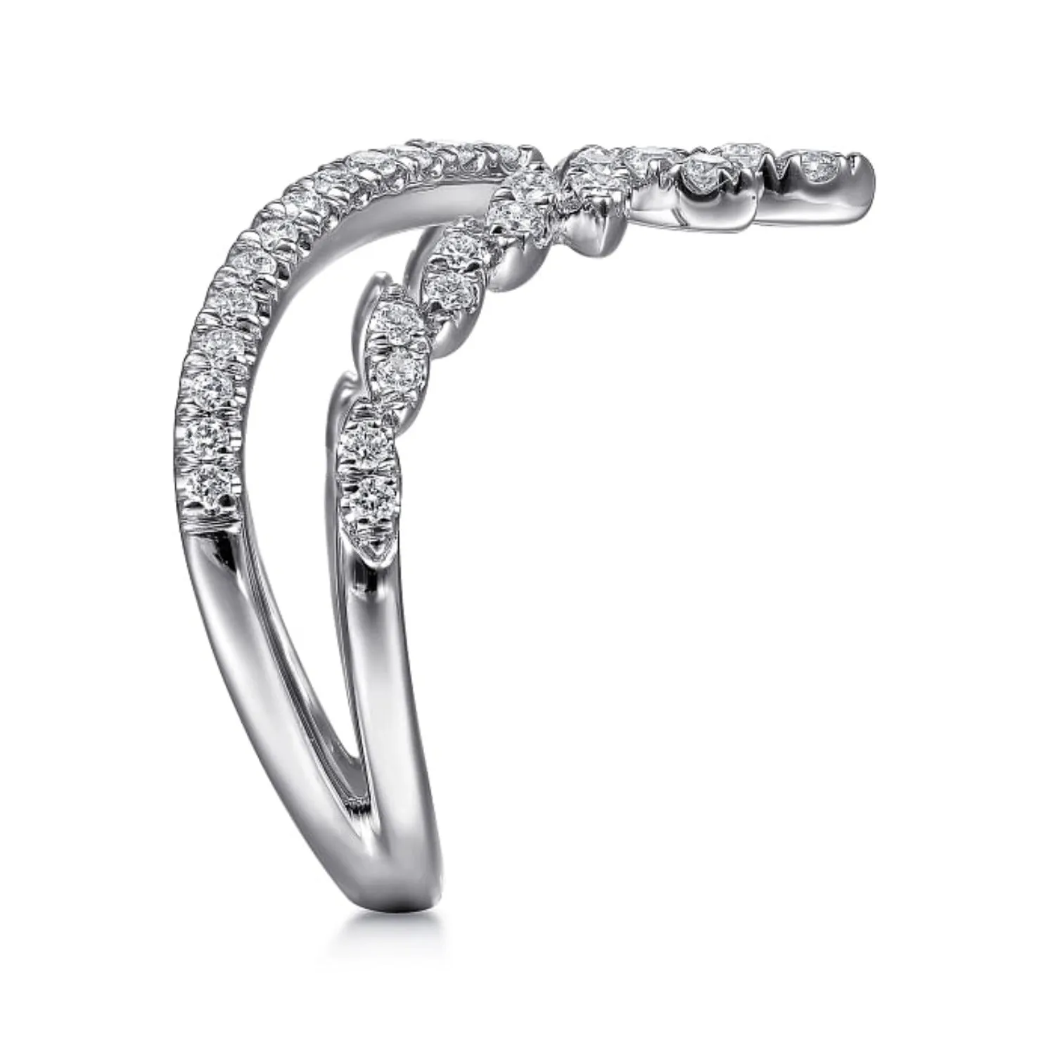 Gabriel & Co. Two-Row Marquise Shaped Diamond Chevron Ring
