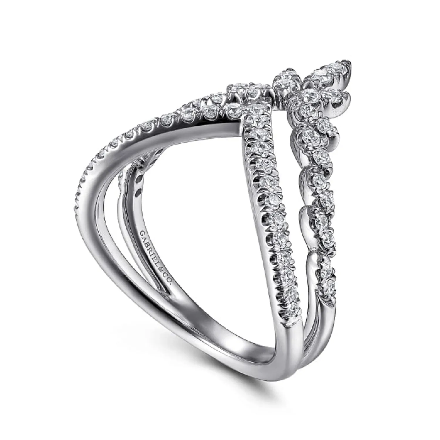 Gabriel & Co. Two-Row Marquise Shaped Diamond Chevron Ring