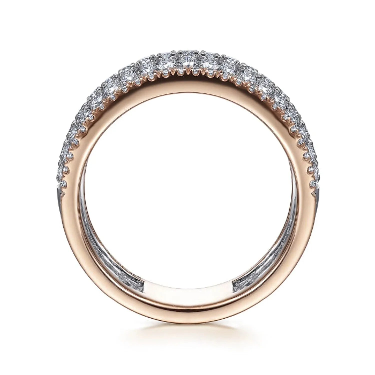 Gabriel & Co. Wide Round Cut Pave Set Five Row Diamond Band