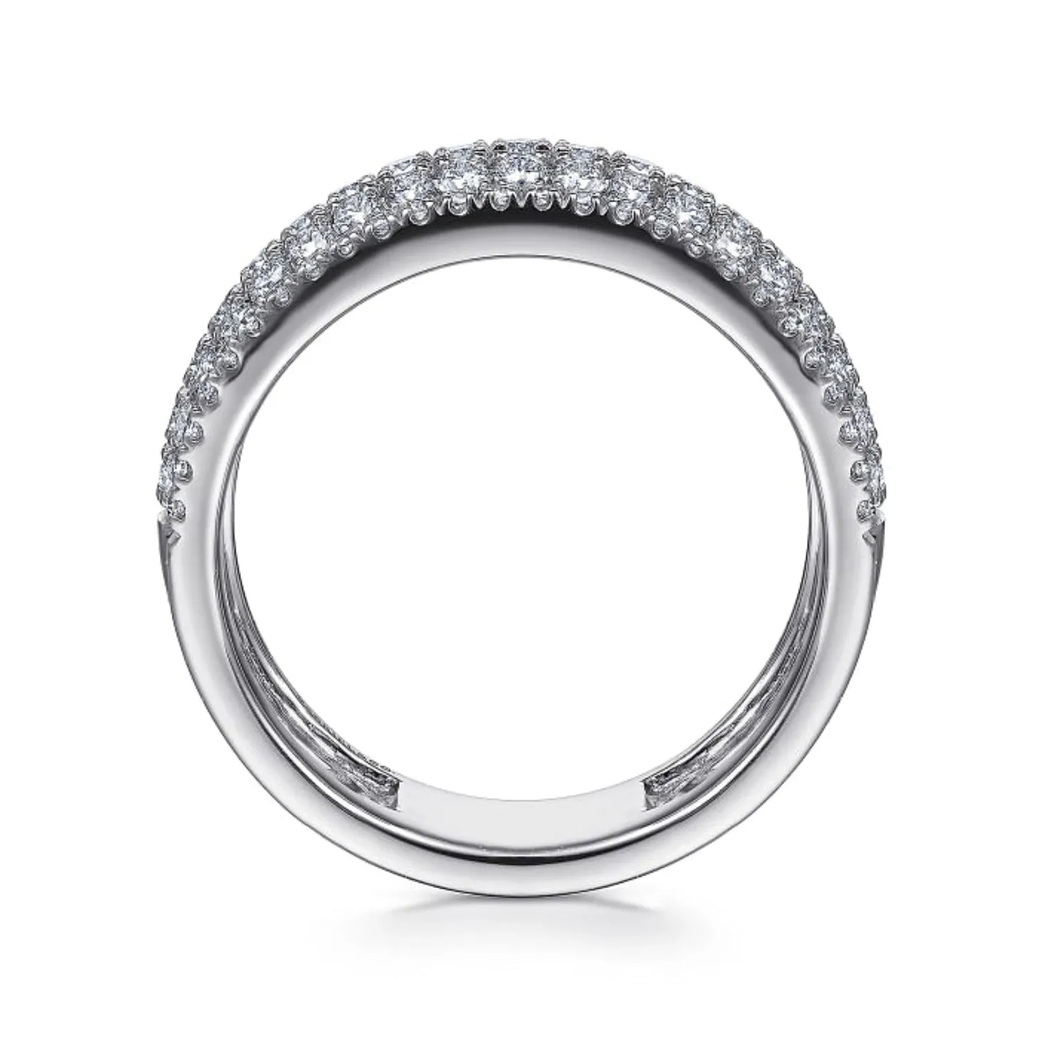 Gabriel & Co. Wide Round Cut Pave Set Five Row Diamond Band