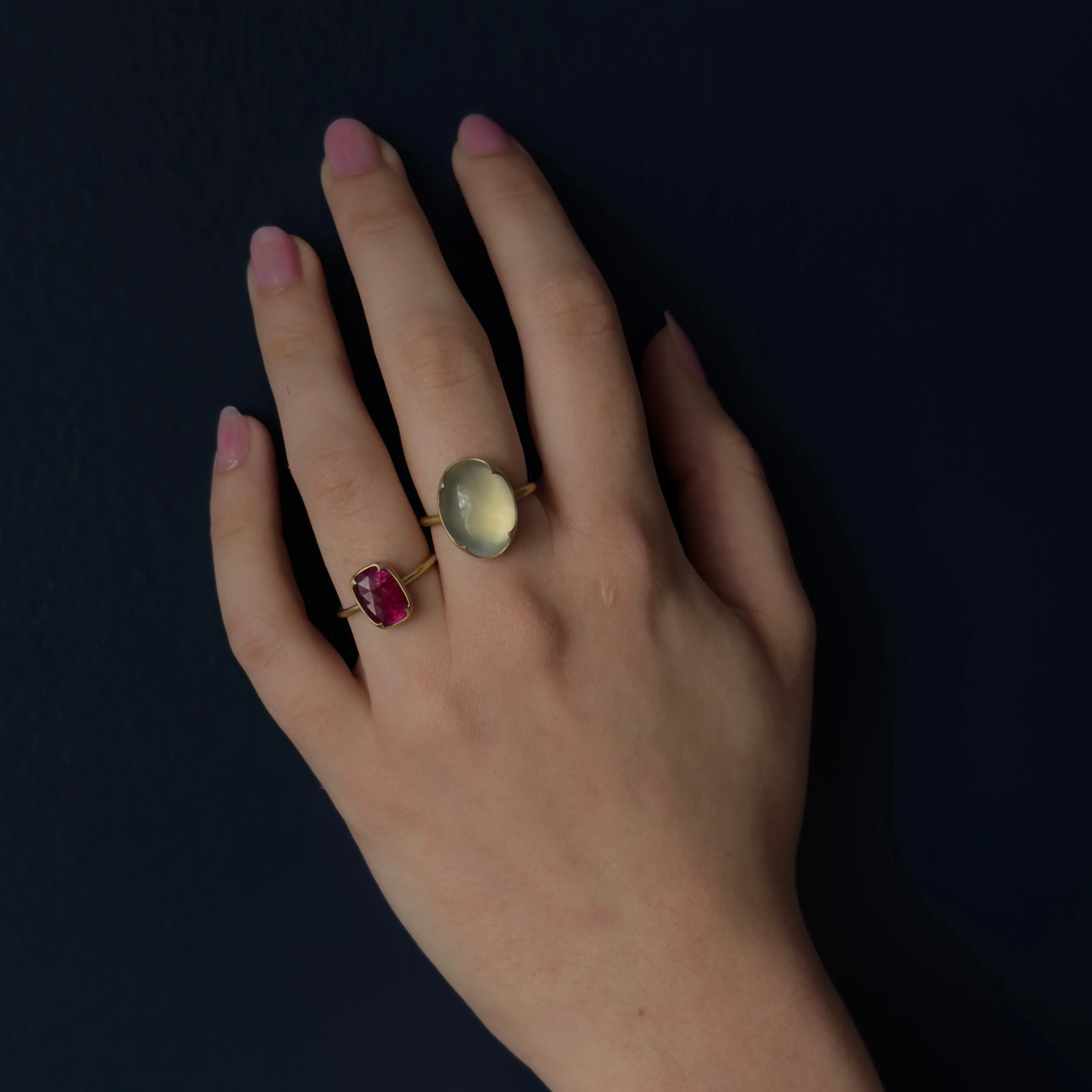 Gabriella Kiss 18k Rectangular Faceted Untreated Ruby Ring - 2.35 ct