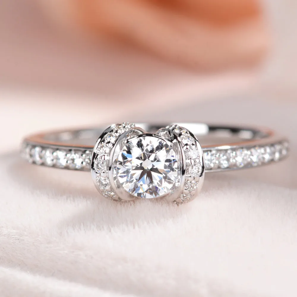 GIA Diamond V-Shape Gallery Engagement Ring