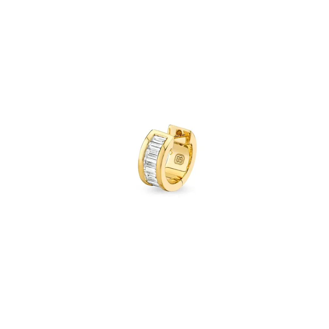 Gold & Diamond Channel Set Baguette Huggie