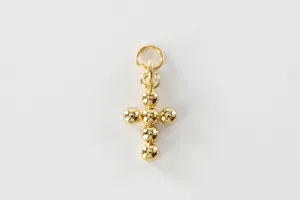 Gold Beaded Cross Charm