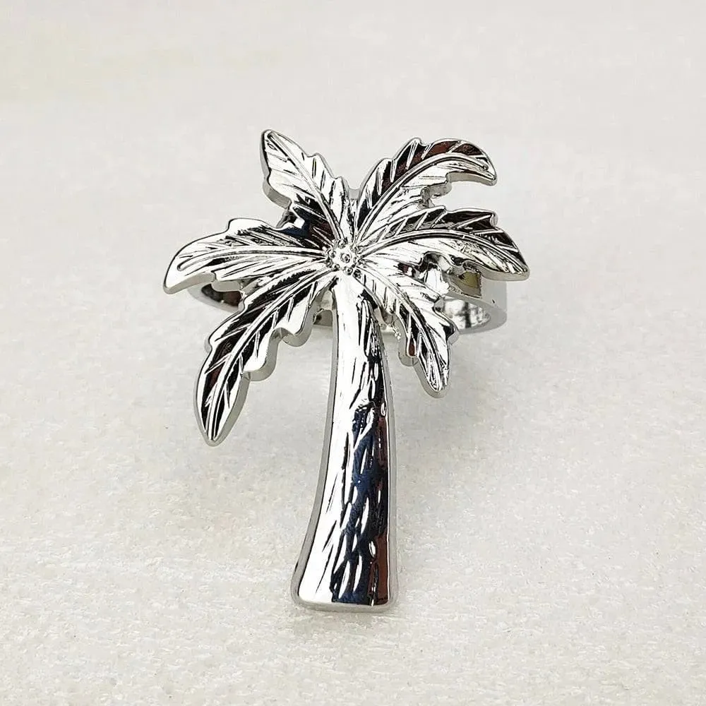 Gold Coconut Tree Napkin Rings- 6 Pcs