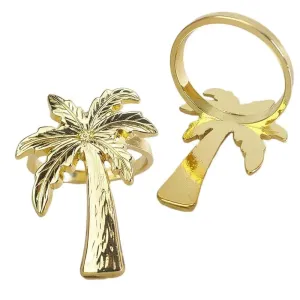 Gold Coconut Tree Napkin Rings- 6 Pcs