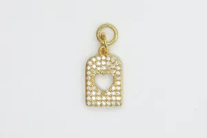 Gold Small Pave Open Heart Charm