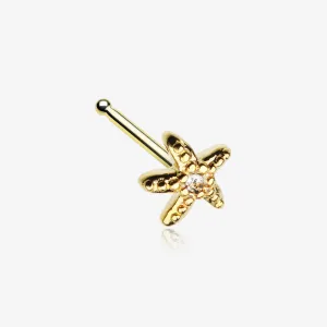 Golden Starfish Sparkle Nose Stud Ring