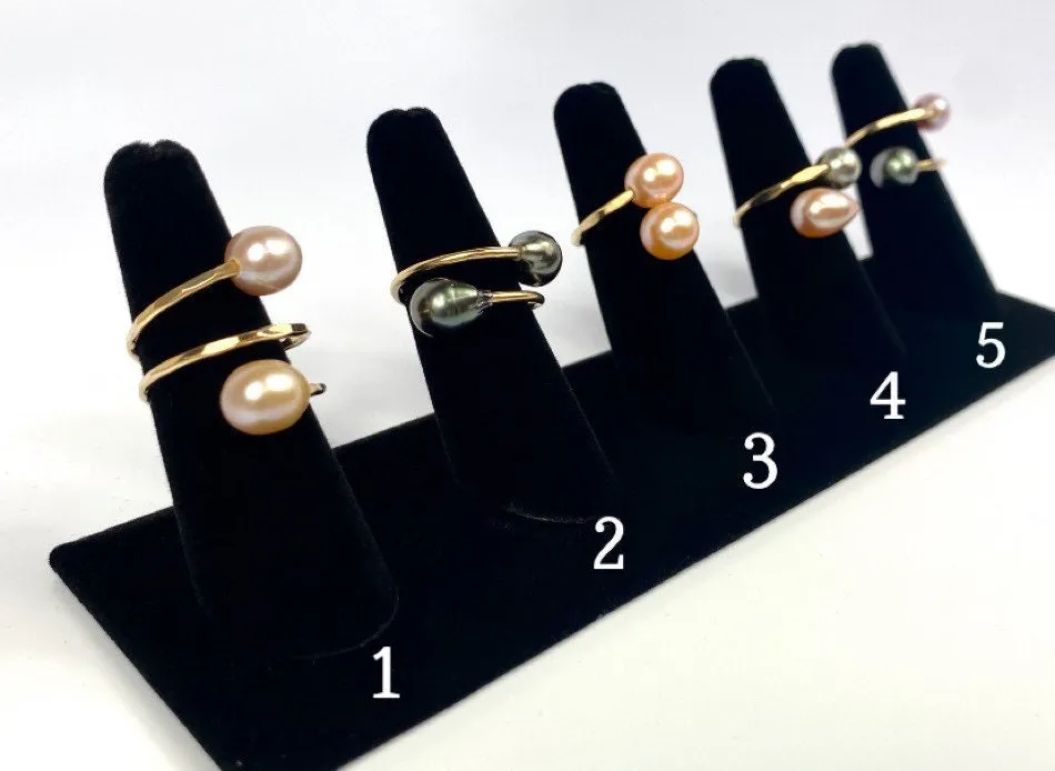 Gorgeous Adjustable 14KGF Edison, Tahitian, and South Sea Pearl Rings, 14K Gold Filled, 14K Gold Fill, Sku: GPR-3