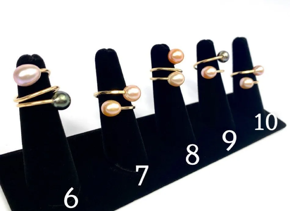 Gorgeous Adjustable 14KGF Edison, Tahitian, and South Sea Pearl Rings, 14K Gold Filled, 14K Gold Fill, Sku: GPR-3