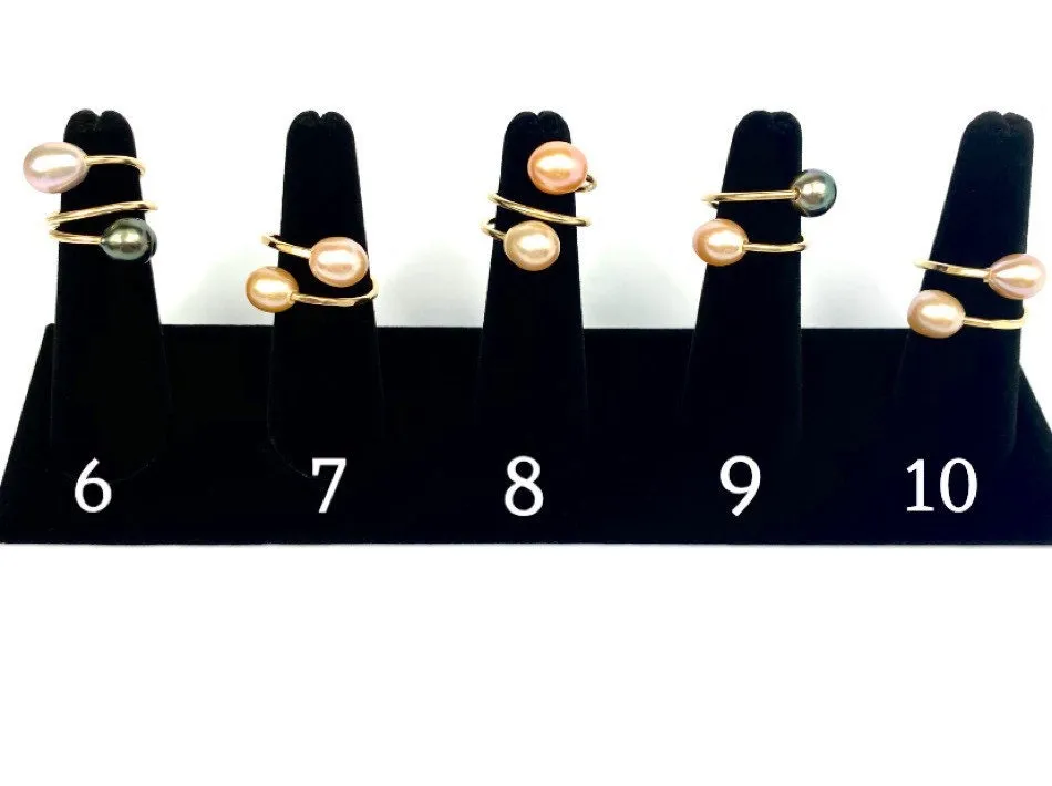 Gorgeous Adjustable 14KGF Edison, Tahitian, and South Sea Pearl Rings, 14K Gold Filled, 14K Gold Fill, Sku: GPR-3