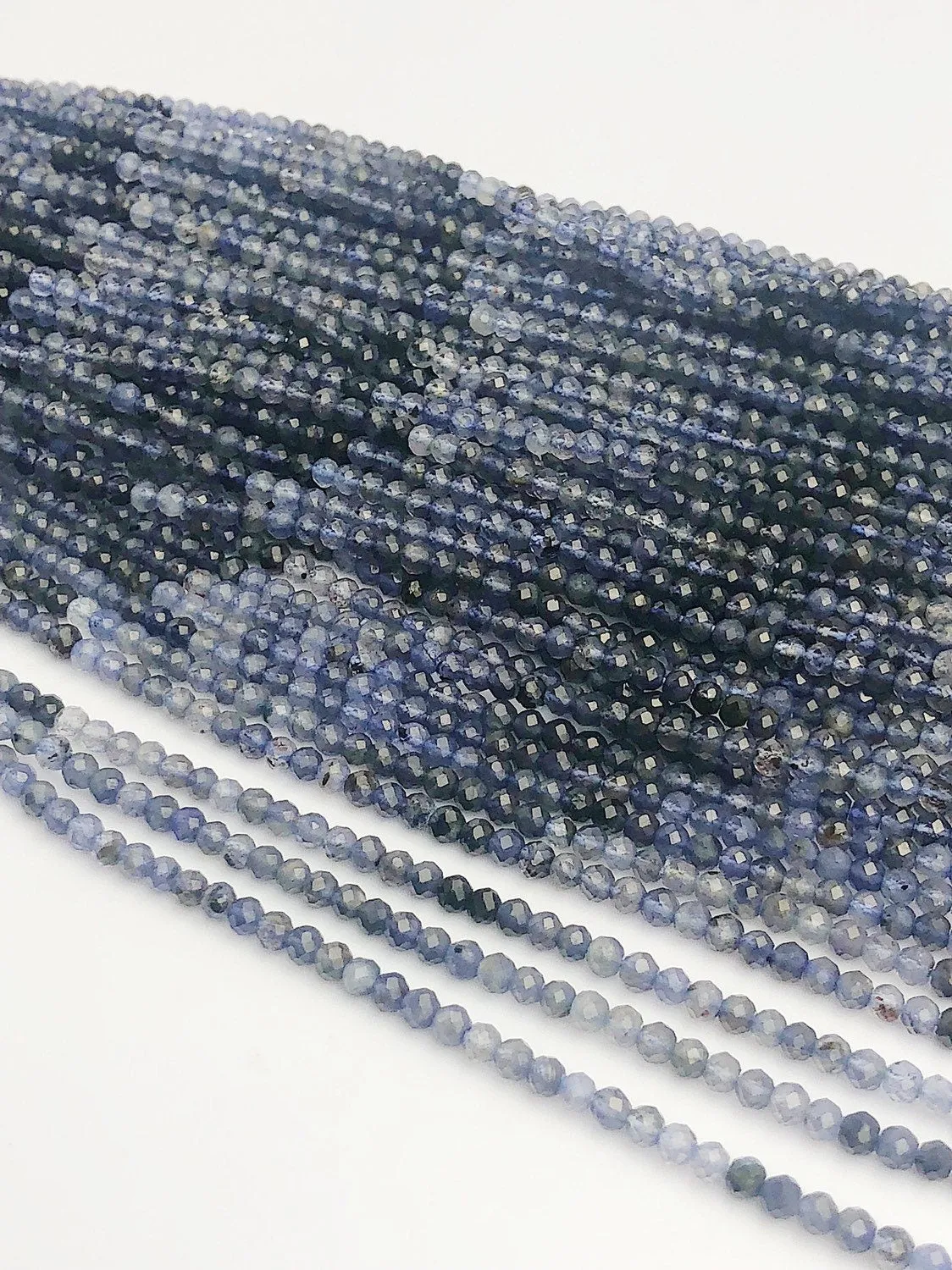 HALF OFF SALE - Blue Iolite Shaded Ombre Gemstone Beads, Full Strand, Semi Precious Gemstone, 13"