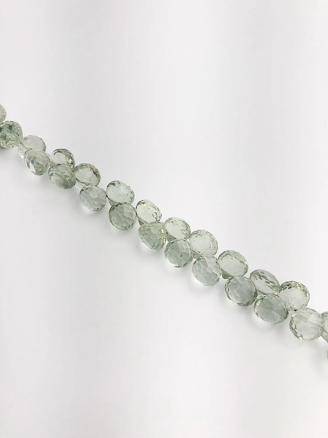 HALF OFF SALE - Green Amethyst Faceted Diamond Shape Gemstone Beads, Full Strand, Semi Precious Gemstone, 8"