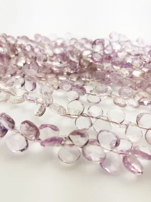HALF OFF SALE - Pink Amethyst Flat Faceted Round Gemstone Beads, Full Strand, Semi Precious Gemstone, 8"