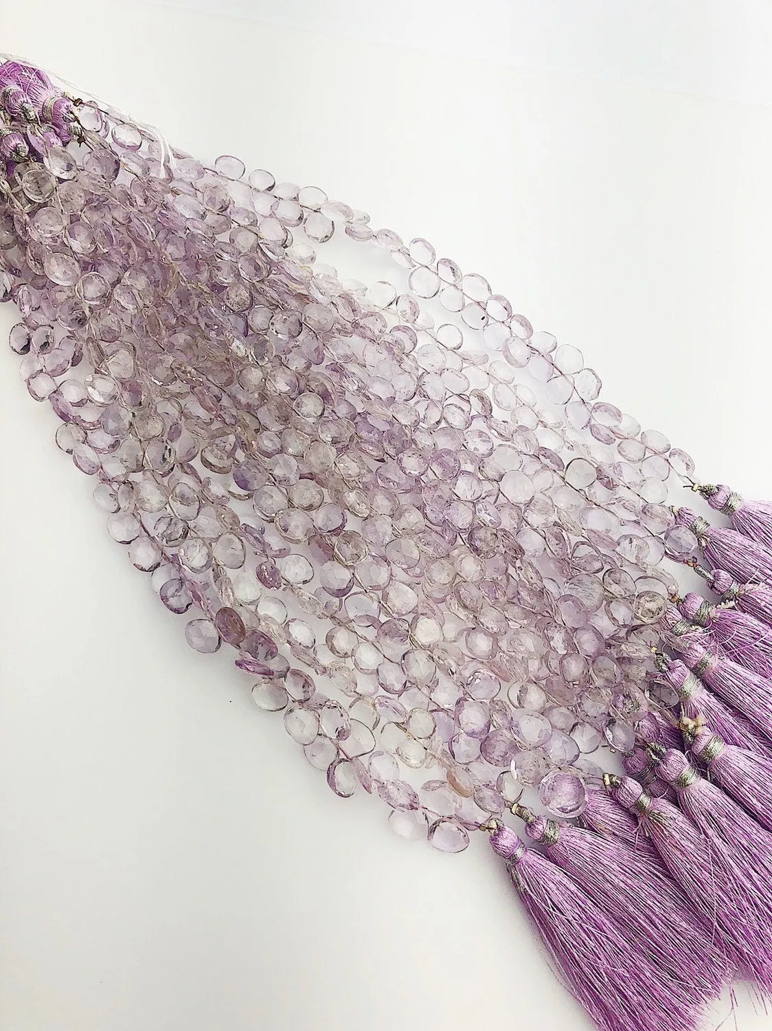 HALF OFF SALE - Pink Amethyst Flat Faceted Round Gemstone Beads, Full Strand, Semi Precious Gemstone, 8"