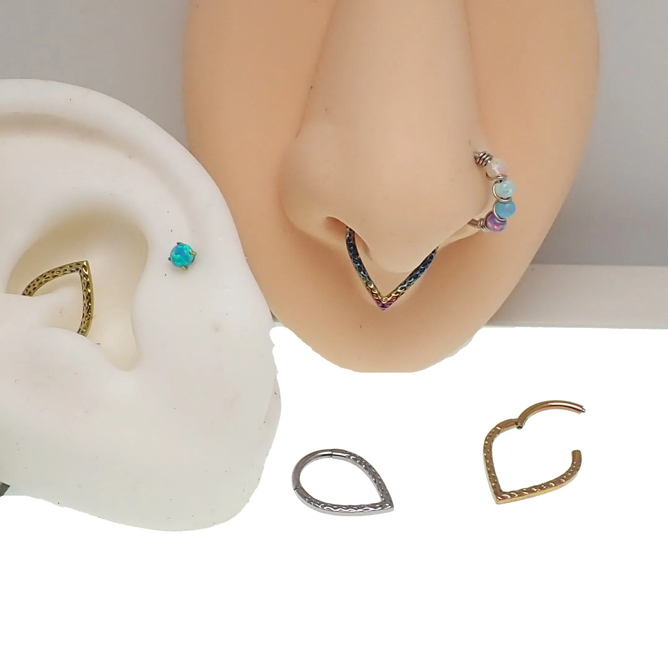 Hammered V Titanium  Clicker 8mm,10mm