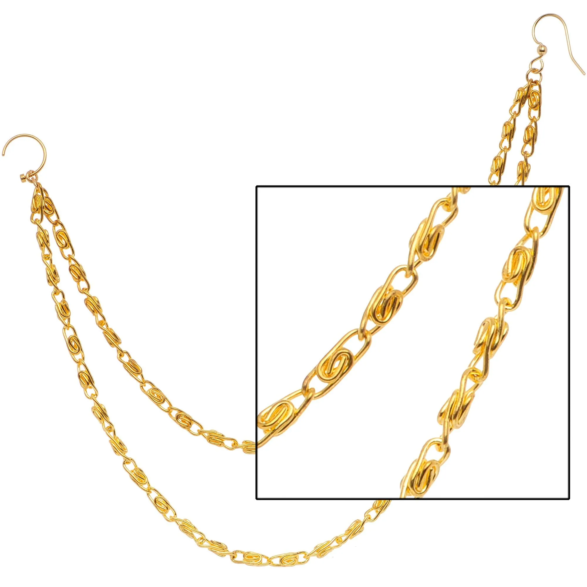 Handcrafted Gold Anodized Titanium Double Sweep Ear to Nose Chain