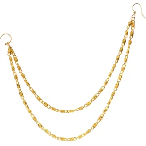 Handcrafted Gold Anodized Titanium Double Sweep Ear to Nose Chain