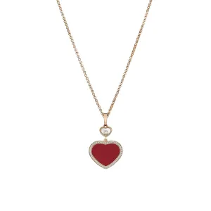 Happy Hearts Ethical Rose Gold Carnelian & Diamond Pendant Necklace