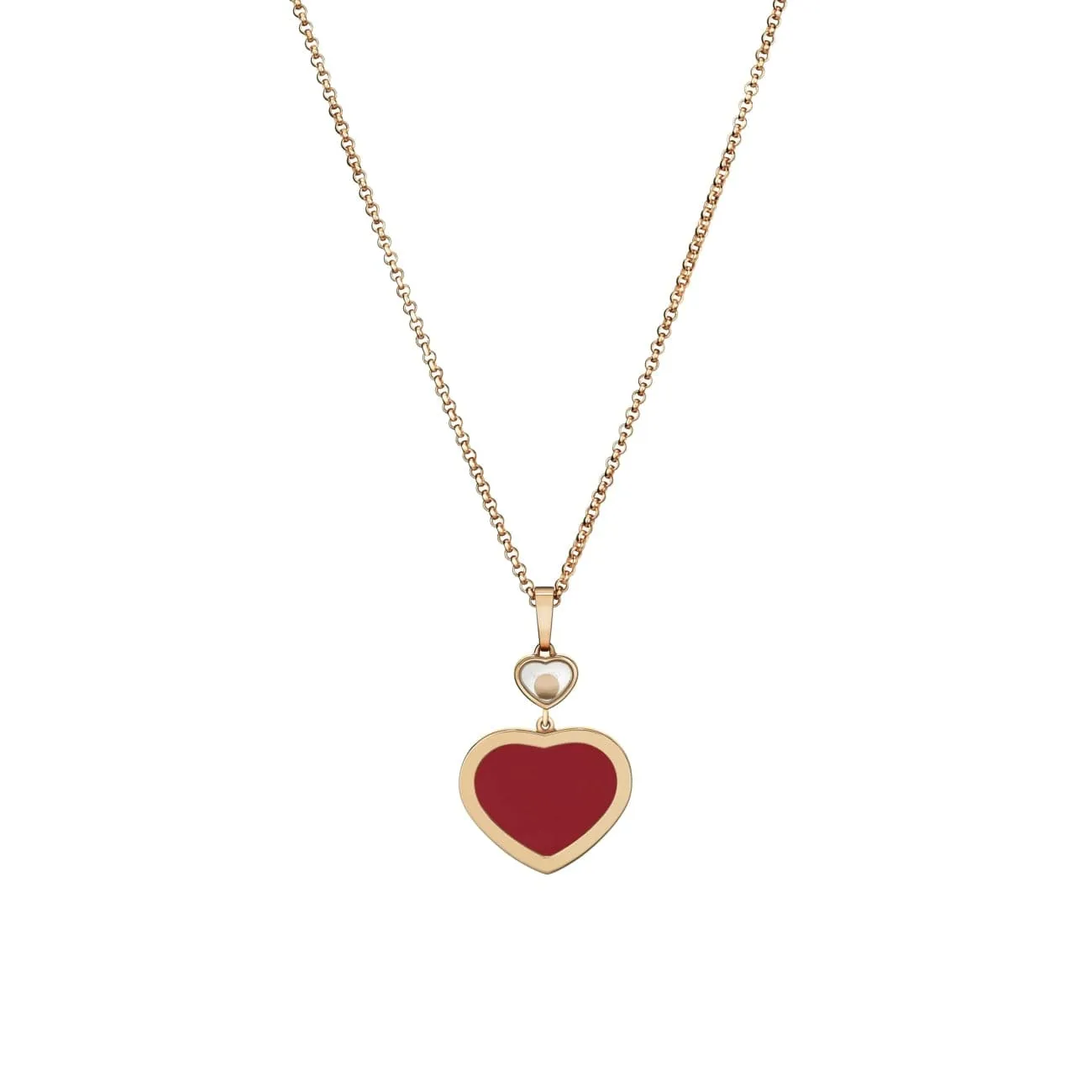Happy Hearts Ethical Rose Gold Carnelian & Diamond Pendant Necklace