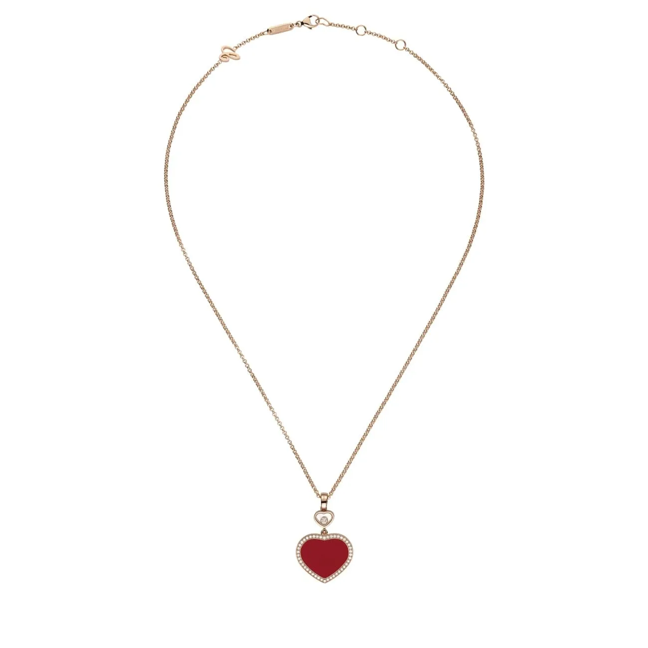 Happy Hearts Ethical Rose Gold Carnelian & Diamond Pendant Necklace