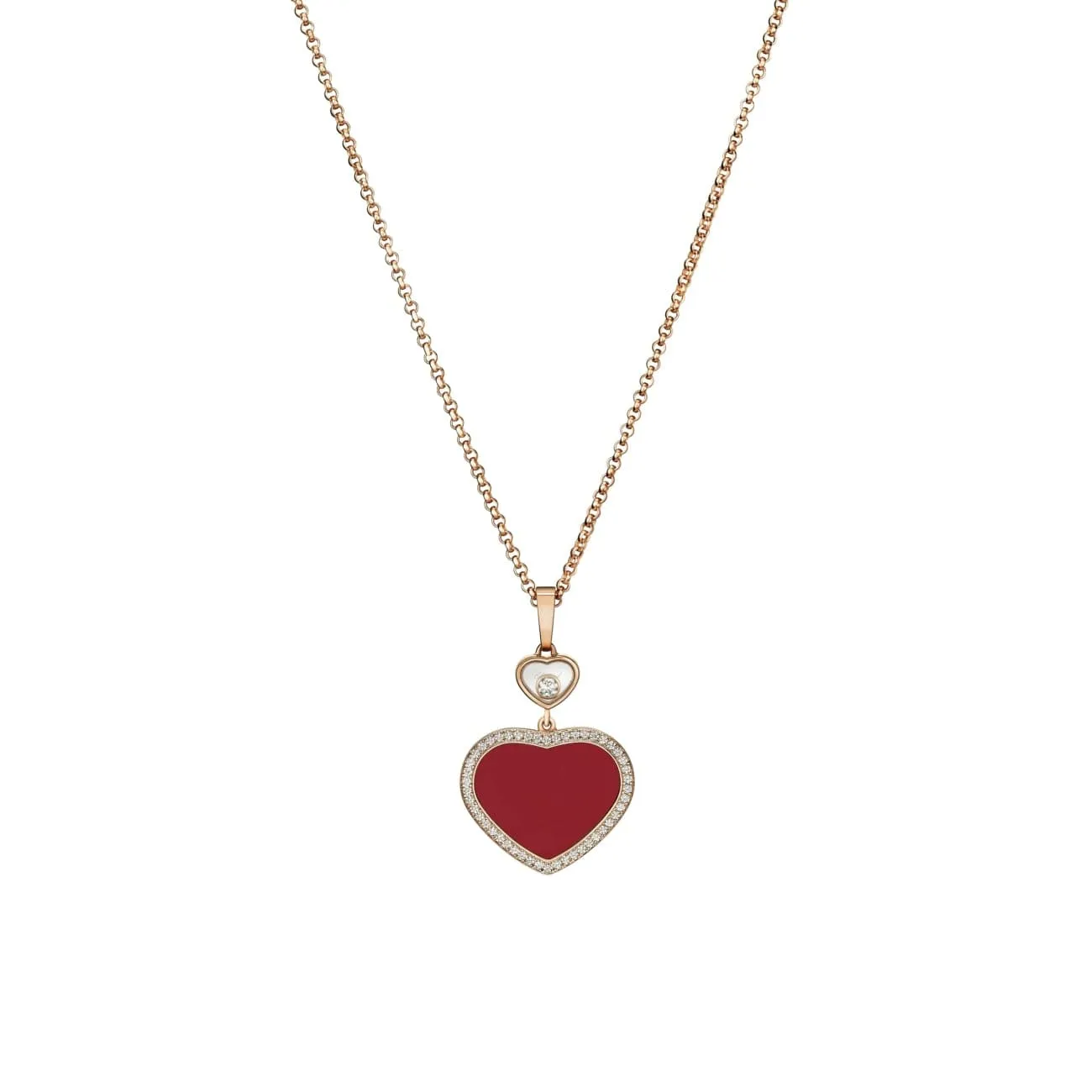 Happy Hearts Ethical Rose Gold Carnelian & Diamond Pendant Necklace