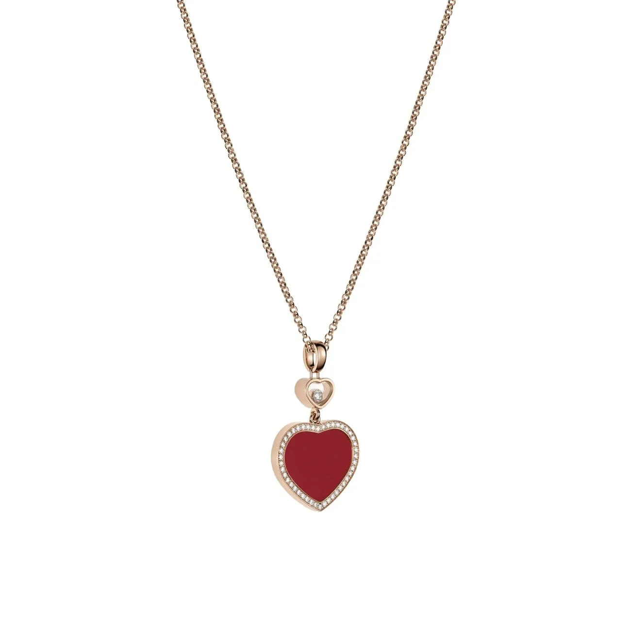 Happy Hearts Ethical Rose Gold Carnelian & Diamond Pendant Necklace