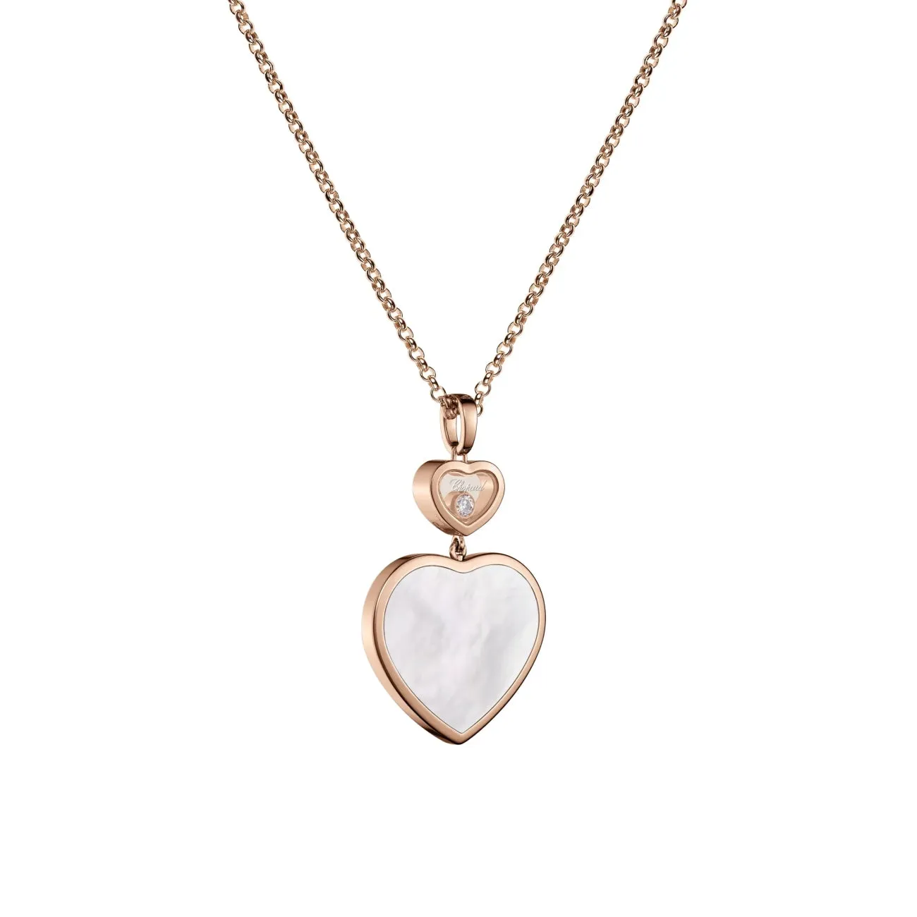 Happy Hearts Ethical Rose Gold Diamonds Mother-Of-Pearl Large Pendant Necklace