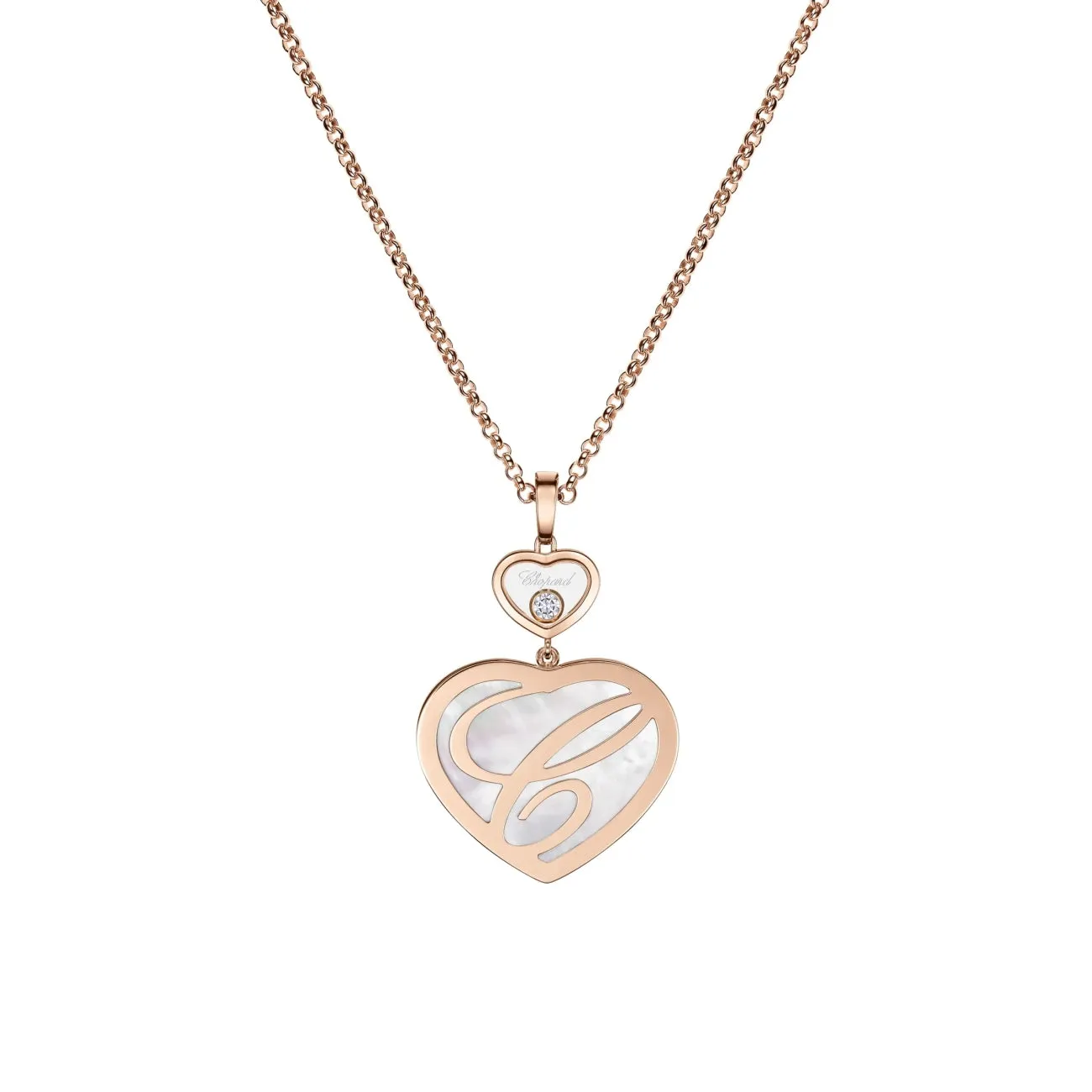 Happy Hearts Ethical Rose Gold Diamonds Mother-Of-Pearl Large Pendant Necklace