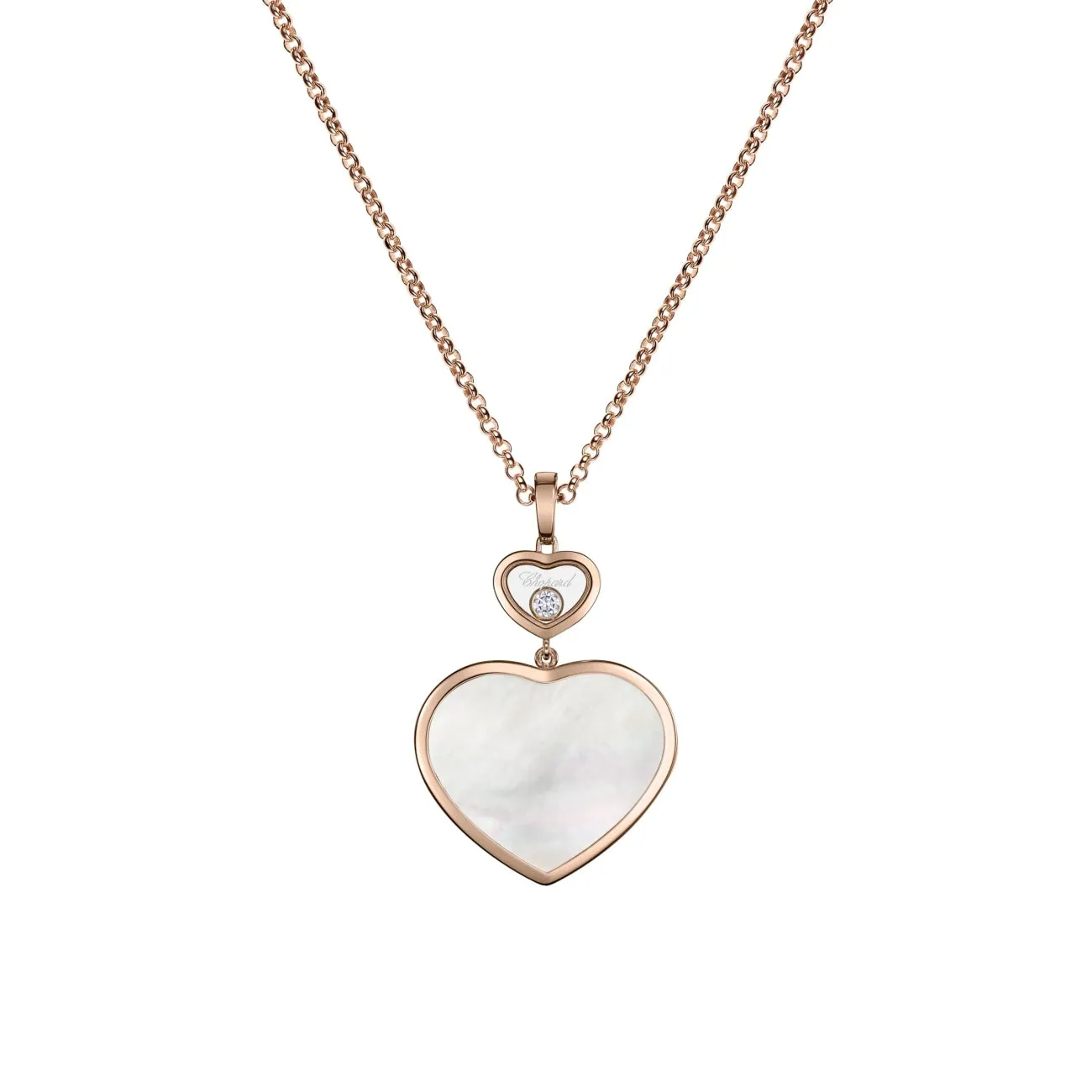 Happy Hearts Ethical Rose Gold Diamonds Mother-Of-Pearl Large Pendant Necklace