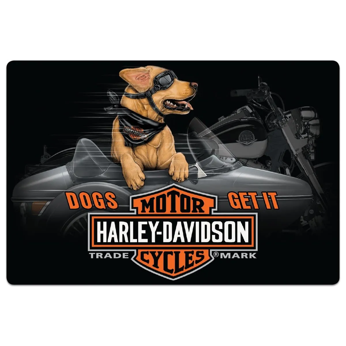 Harley Davidson® Dealer Exclusive Side Dog Embossed Tin Sign 2011311
