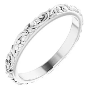 HAWAIIAN WEDDING BANDS WITH SCROLL & MAILE LEAF DESIGN (2.5 MM DOME STYLE)