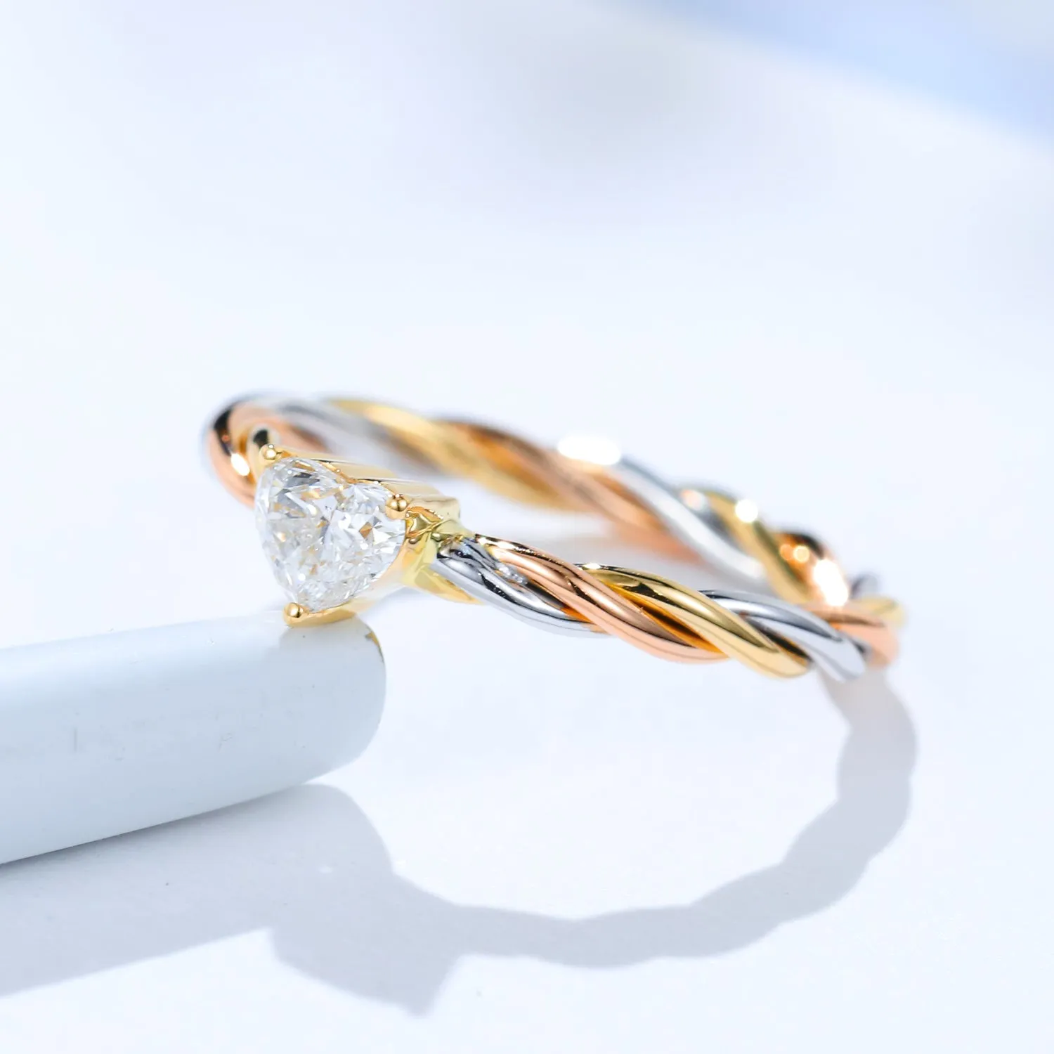 Heart Shaped Diamond Twisted Rope Engagement Ring