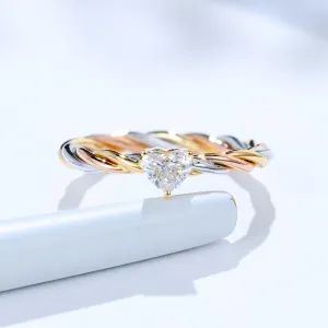 Heart Shaped Diamond Twisted Rope Engagement Ring