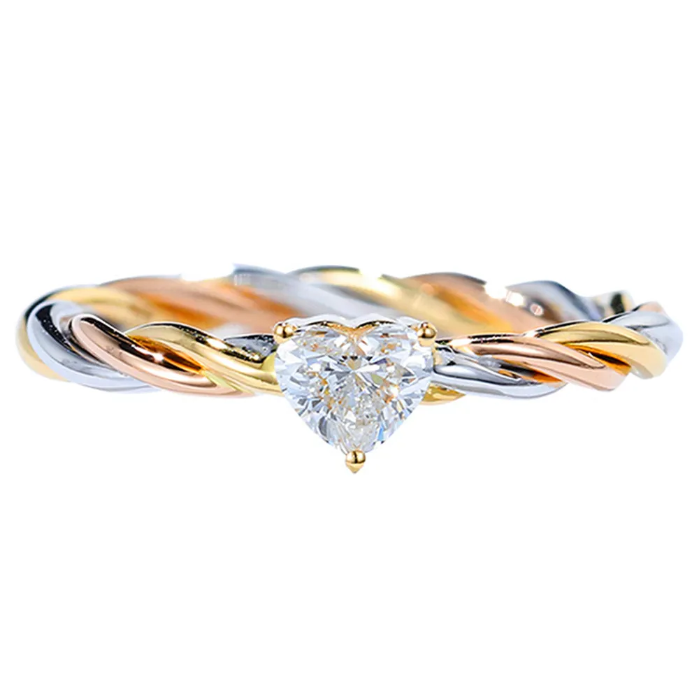 Heart Shaped Diamond Twisted Rope Engagement Ring