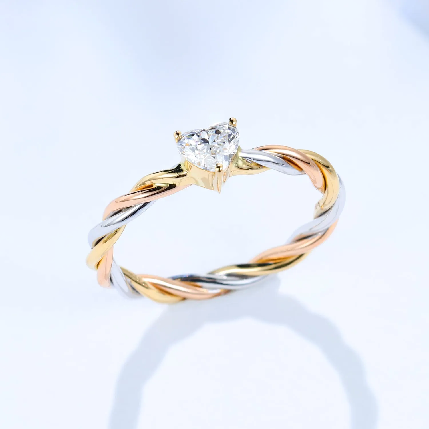 Heart Shaped Diamond Twisted Rope Engagement Ring