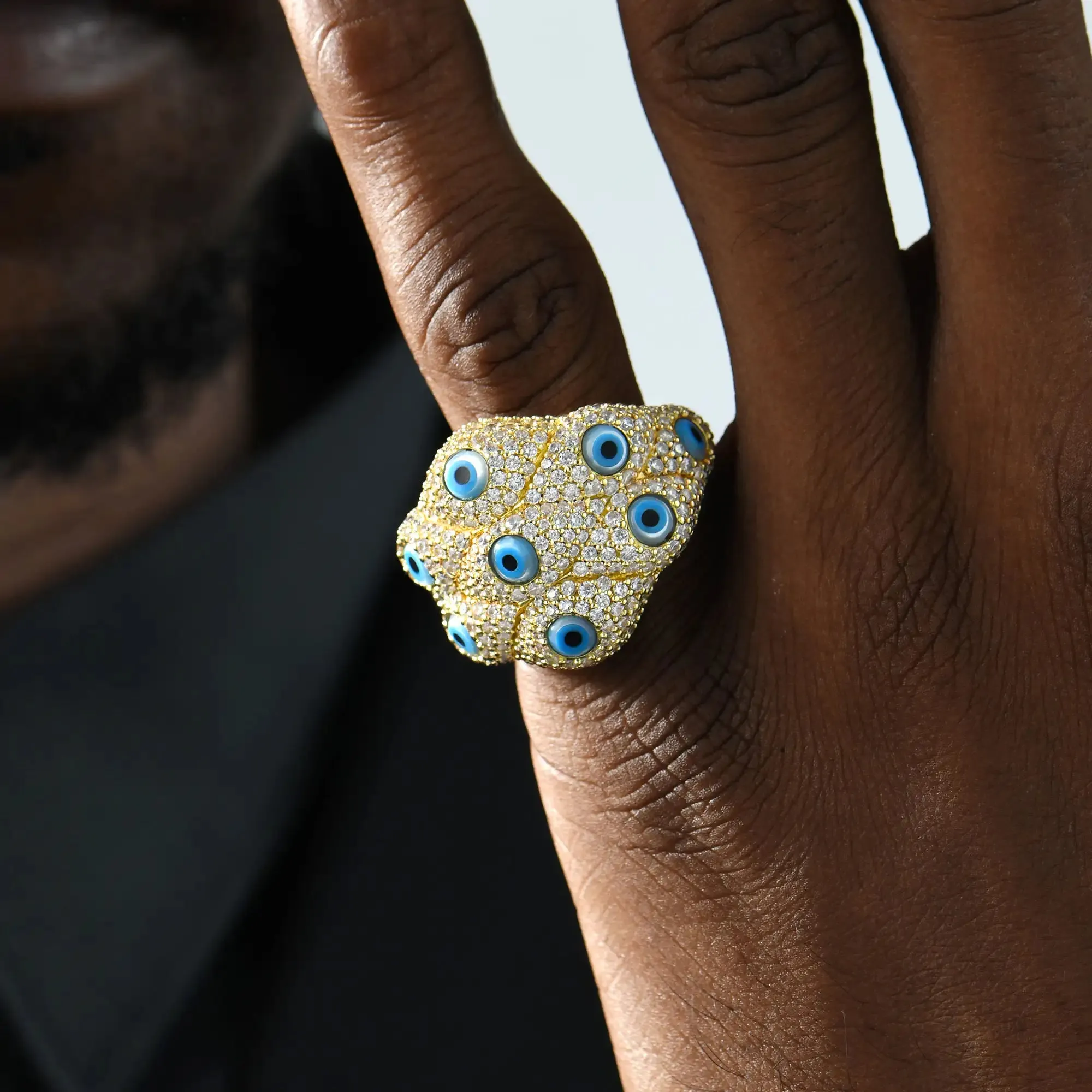 Iced Nazar Aegis Ring - Large