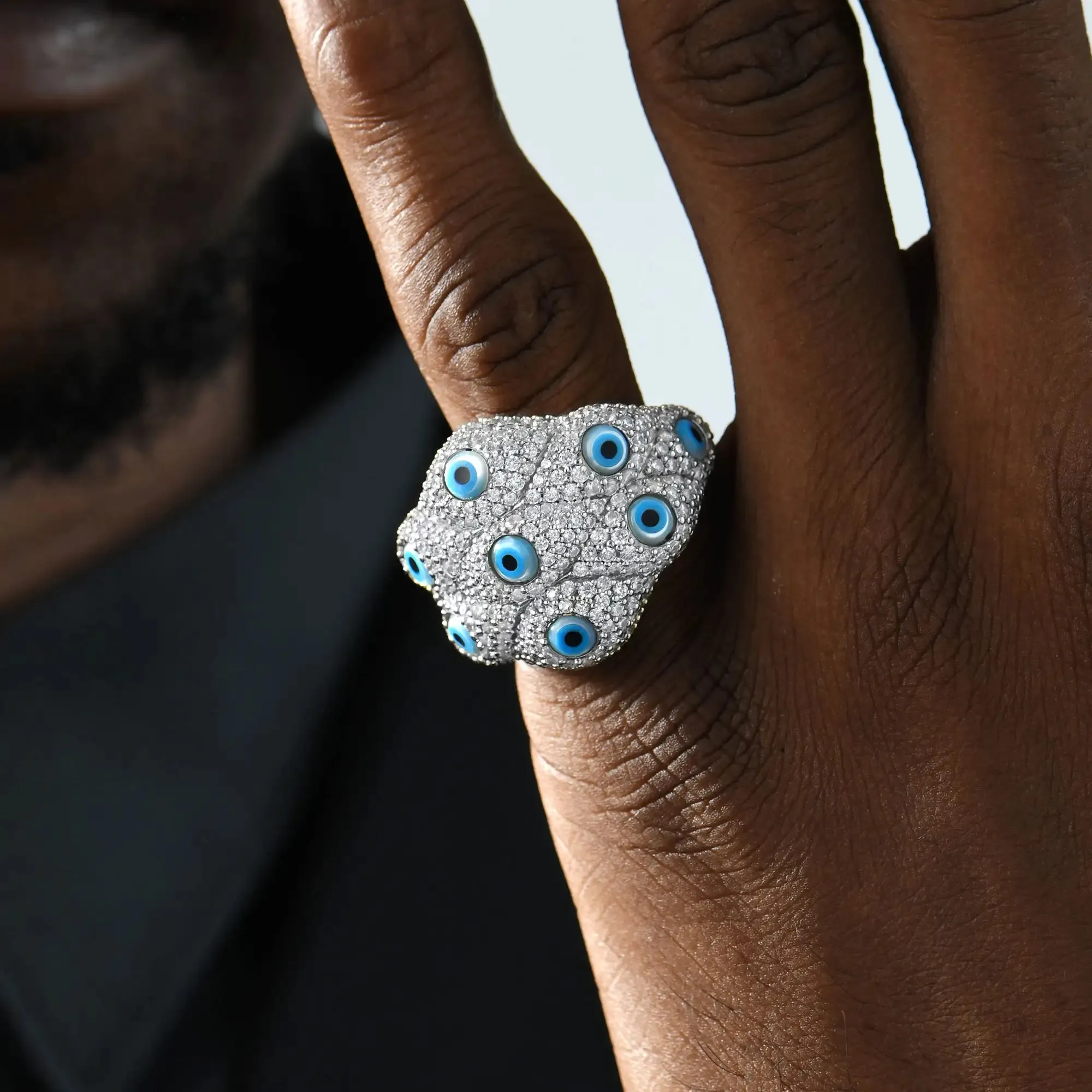 Iced Nazar Aegis Ring - Large