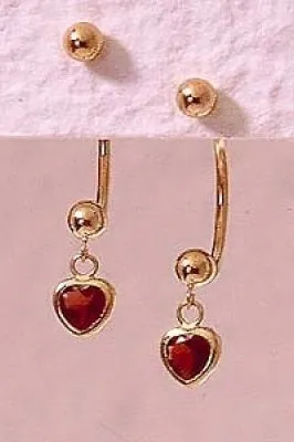 Jose Jay 14k Gold and Garnet Demi-Hoop Earrings, Cioro S134-GA