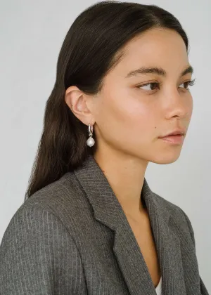 Kara Yoo: Uma Hoop Earrings   Wrinkle Pearl Charms - Sterling Silver