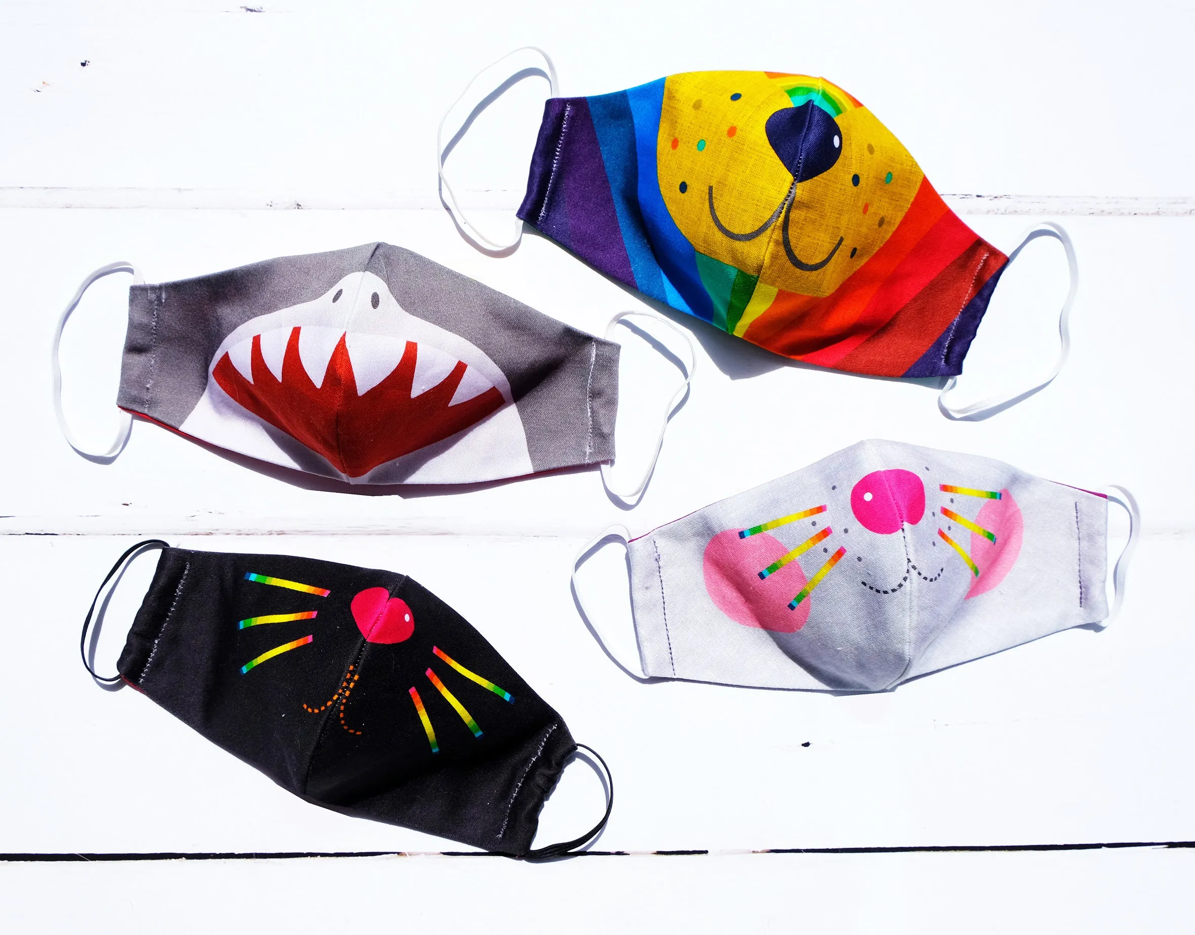 Kids cotton character face mask shark bunny lion tiger dog children's face covering