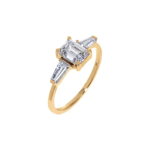 Lab Grown Diamond Emerald Cut Tapered Baguette Engagement Ring 14K