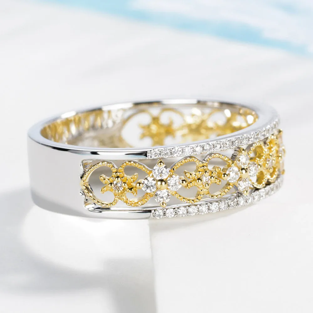Lace Filigree Hollow Out Diamond Ring