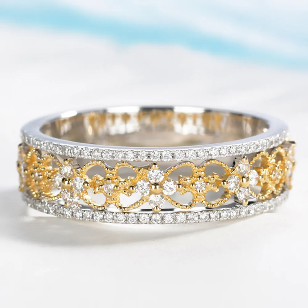 Lace Filigree Hollow Out Diamond Ring