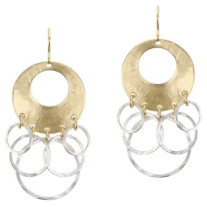 Large Cutout Disc with Overlapping Rings Wire Earrings