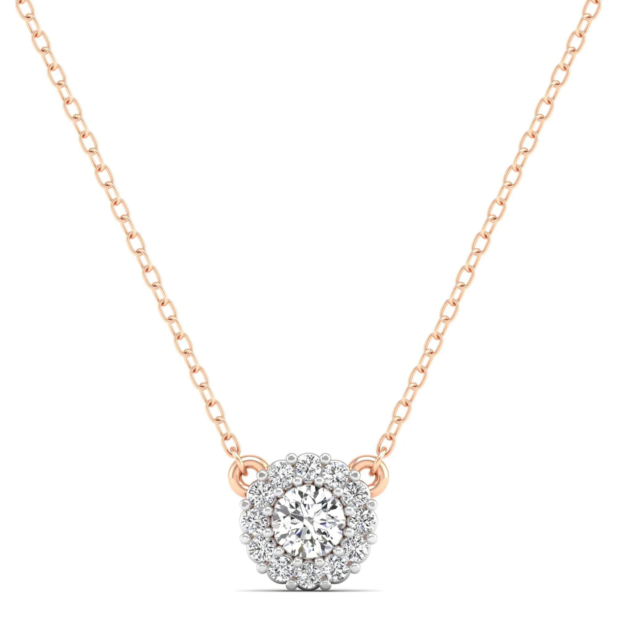 Large Halo Diamond Necklace